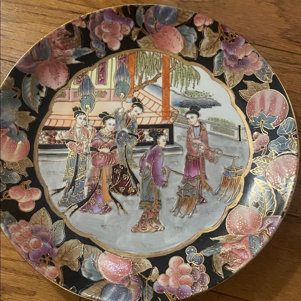 Collectible Vintage Japanese Satsuma Style Hanging Plate, Asian Home Decor
